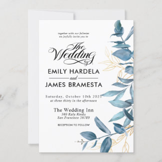 Greneery Watercolor Eukalyptus Budget Hochzeit Einladung