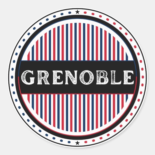 Grenoble City Pride Emblem – French Identity Runder Aufkleber (Vorderseite)