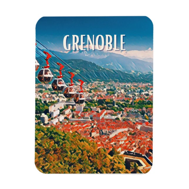 Grenoble Foto Vintage Magnet (Vertikal)