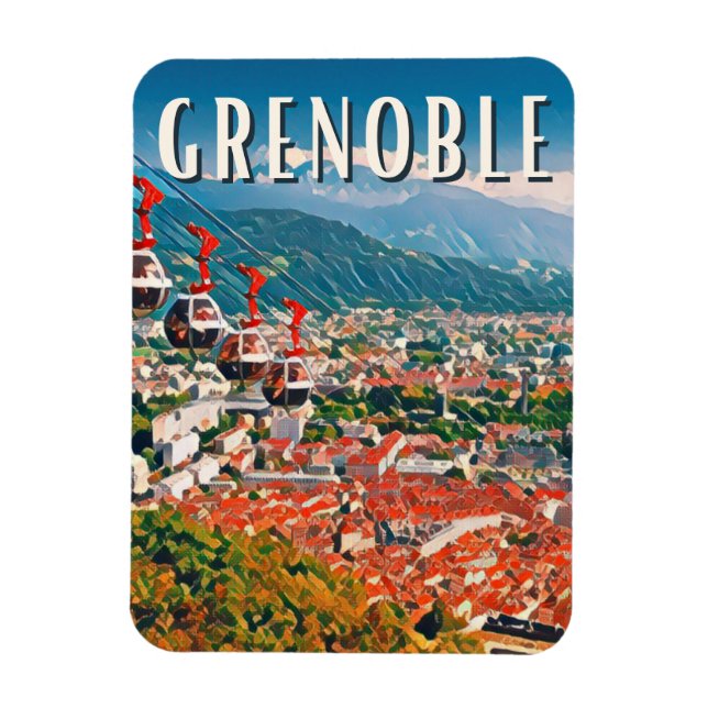 Grenoble Foto Vintage Magnet (Vertikal)