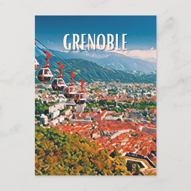 Grenoble Foto Vintage Postkarte (Vorderseite)