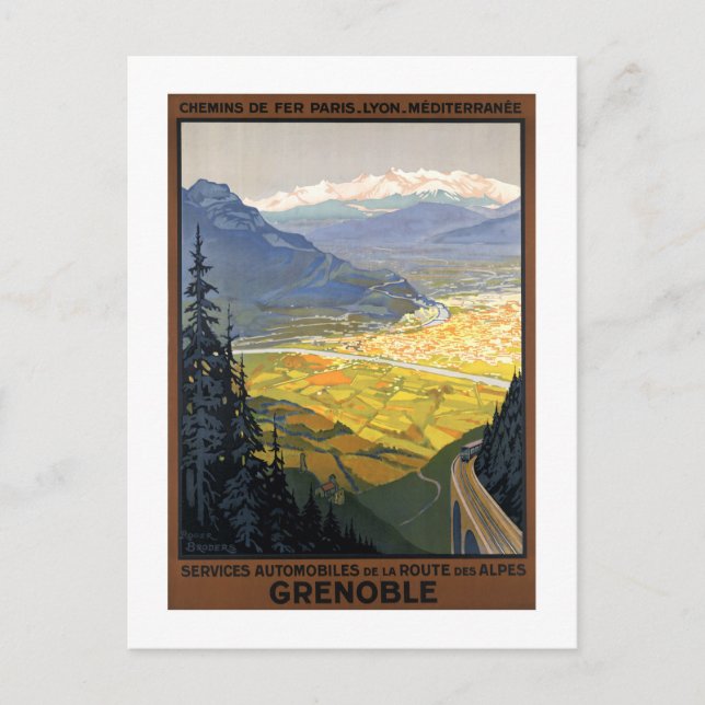 Grenoble Frankreich Eisenbahn Vintage Posters Postkarte (Vorderseite)