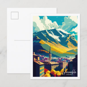 Grenoble Frankreich Vintage Illustration Postkarte