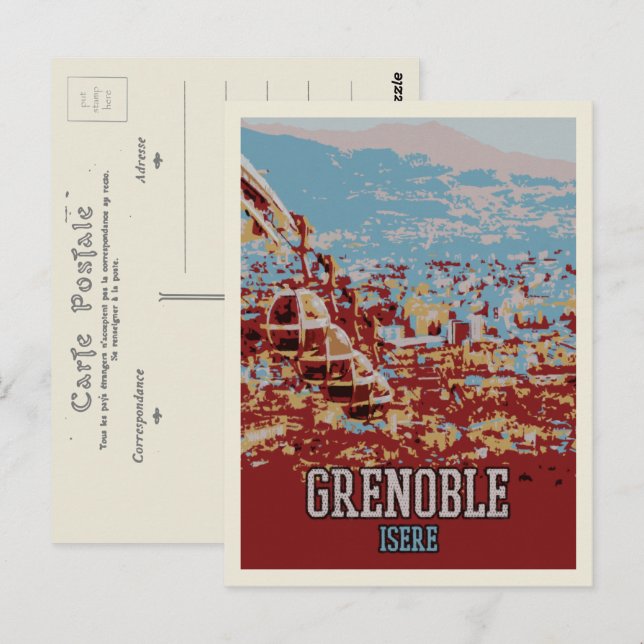 Grenoble Panoramaansicht Abbildung Frankreich Postkarte (Vorne/Hinten)