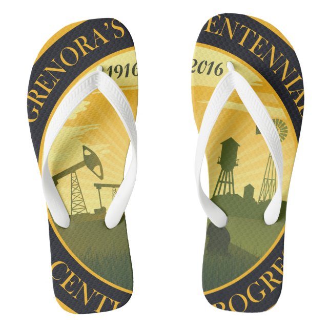 Grenora Centennial Offizielles Logo Flip Flops (Fußbett)