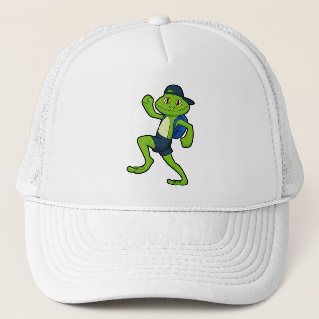 Grenouille à la course avec sac à dos et Casquette (Devant)
