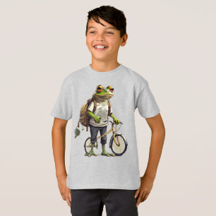 Grenouille adorable en T-shirt et sac à dos Bicycl