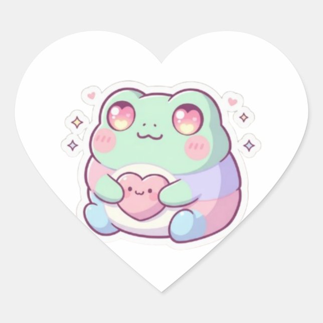 Grenouille autocollant yeux coeur Kaw Mignon Minim (Devant)