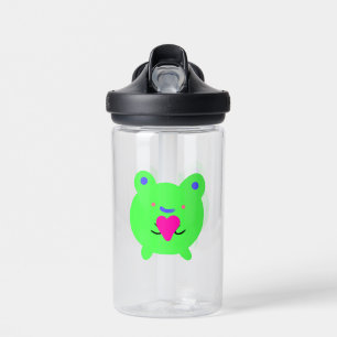 Grenouille avec bouteille d'eau du coeur