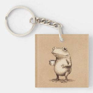 Grenouille avec Café – Animal Fantaisiste Vintage