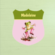 Grenouille avec de mignonnes bottes roses dans une