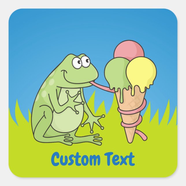 Grenouille avec Sticker Carré Icecream (Devant)
