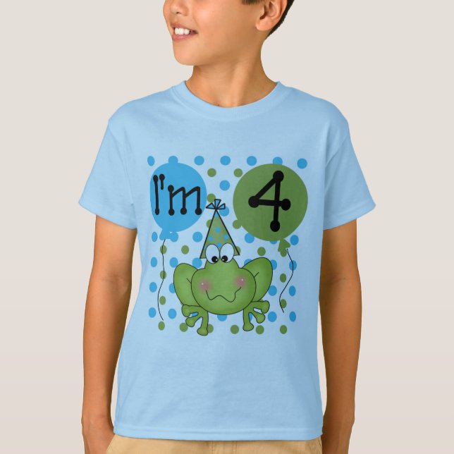 Grenouille bleue 4e anniversaire Tshirts et cadeau (Devant)