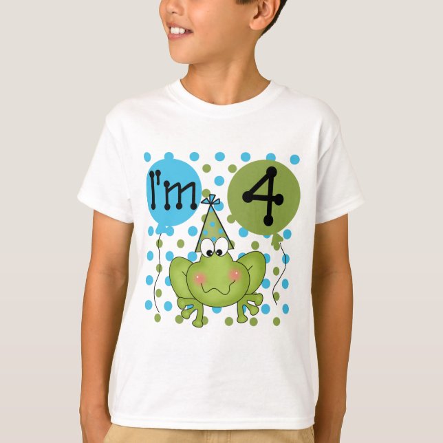 Grenouille bleue 4e anniversaire Tshirts et cadeau (Devant)
