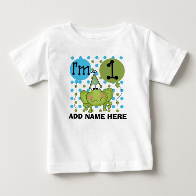 Grenouille bleue personnalisée T-shirt 1er anniver (Devant)