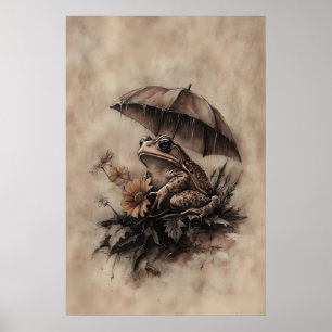 Grenouille Boho sous un parapluie avec impression 