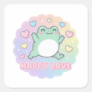 Grenouille d'amour heureuse Autocollant Grenouille