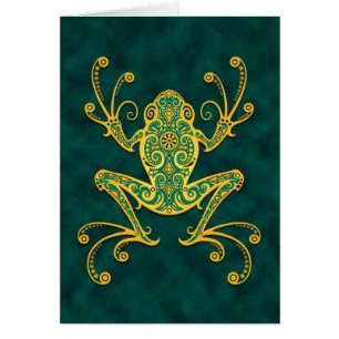 Grenouille d'arbre bleue d'or complexe