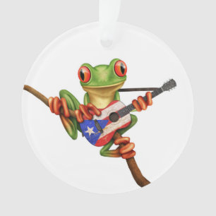 Grenouille d'arbre jouant le blanc de guitare de