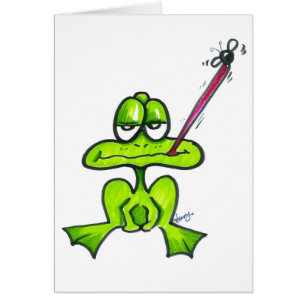 Grenouille de bande dessinée mangeant une mouche