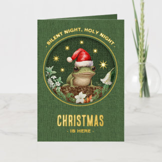 Grenouille Elégant plié Carte de Noël avec feuille