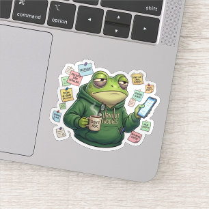 Grenouille épuisée Autocollant de travail à domici