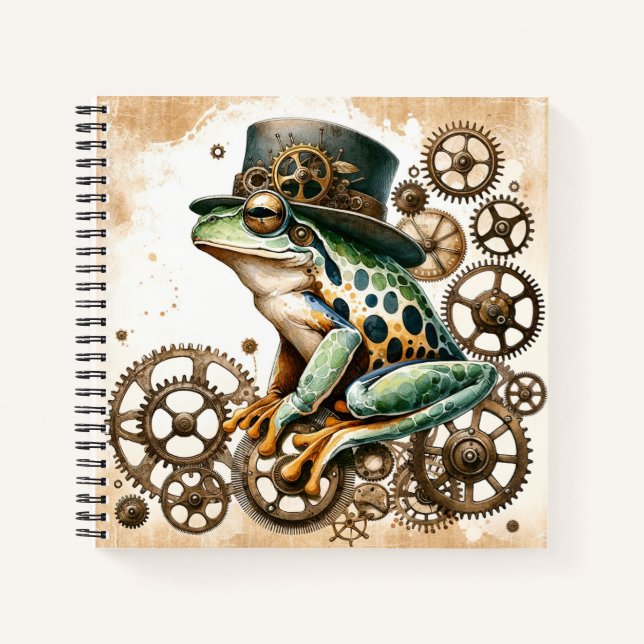 Grenouille et engrenages Steampunk Carnet spiral (Devant)