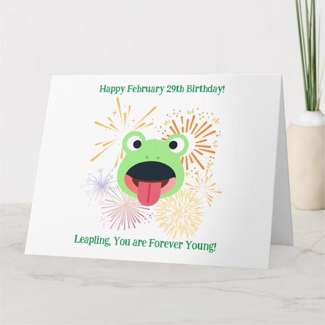 Grenouille et feux d'artifice Anniversaire Carte d (Devant)