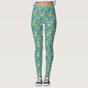 Grenouille et Lily Pad Motif Yoga Pants Leggings