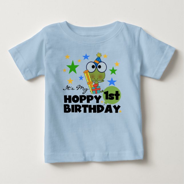 Grenouille Hoppy 1er Anniversaire T-shirts et cade (Devant)