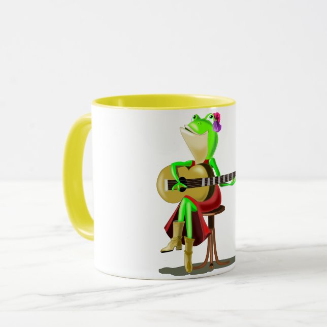Grenouille Jouer Guitare Café Mug (Devant gauche)