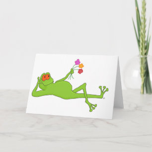 Grenouille Lounge Avec Carte De Voeux Bouquet