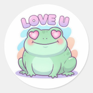 Grenouille Love U Autocollant Mignon Coeur Yeux Gr