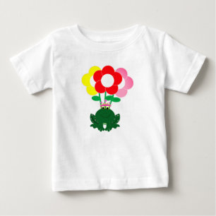 Grenouille mignonne aux fleurs colorées T-shirt po