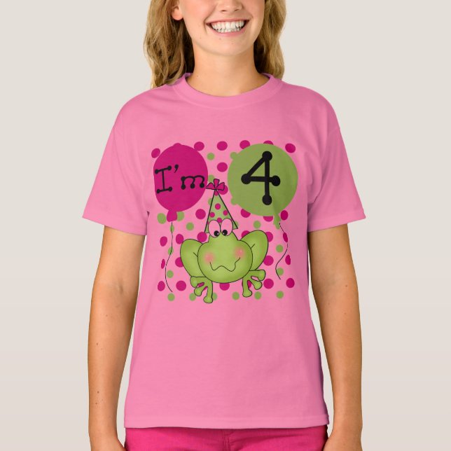 Grenouille rose 4e anniversaire Tshirts et cadeaux (Devant)