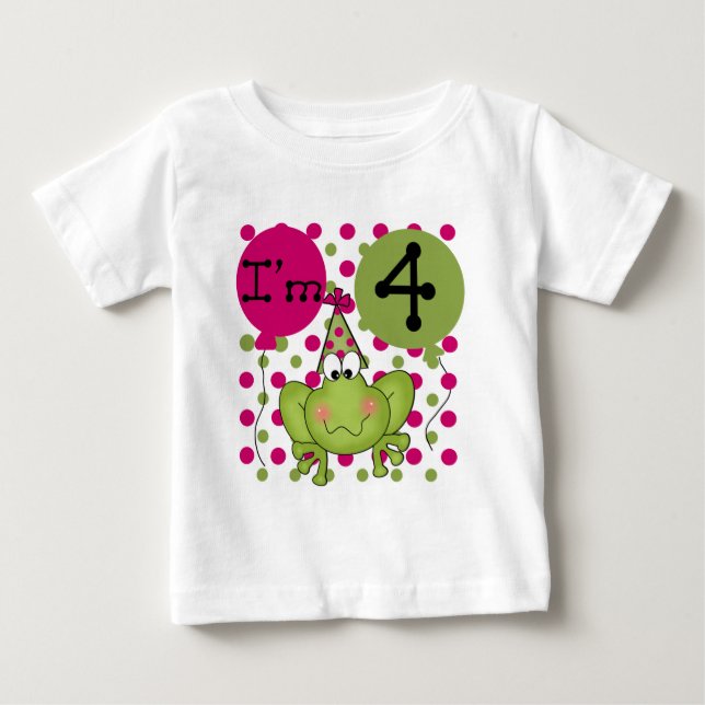 Grenouille rose 4e anniversaire Tshirts et cadeaux (Devant)