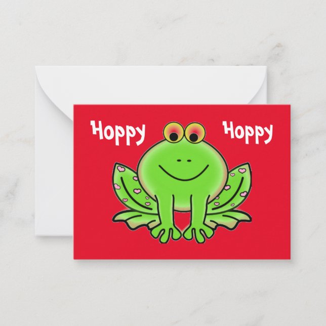 Grenouille Saint Valentin avec Coeurs roses Cartes (Devant)