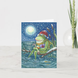 GRENOUILLE SUR le vers de CARTE DE VOEUX de NOËL