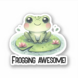 Grenouille sur un autocollant Lilypad