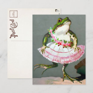 Grenouille victorienne en robe carte postale