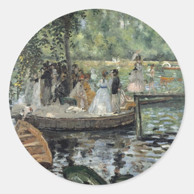 Grenouillere Renoir Impressionist Malerei Art Runder Aufkleber (Vorderseite)
