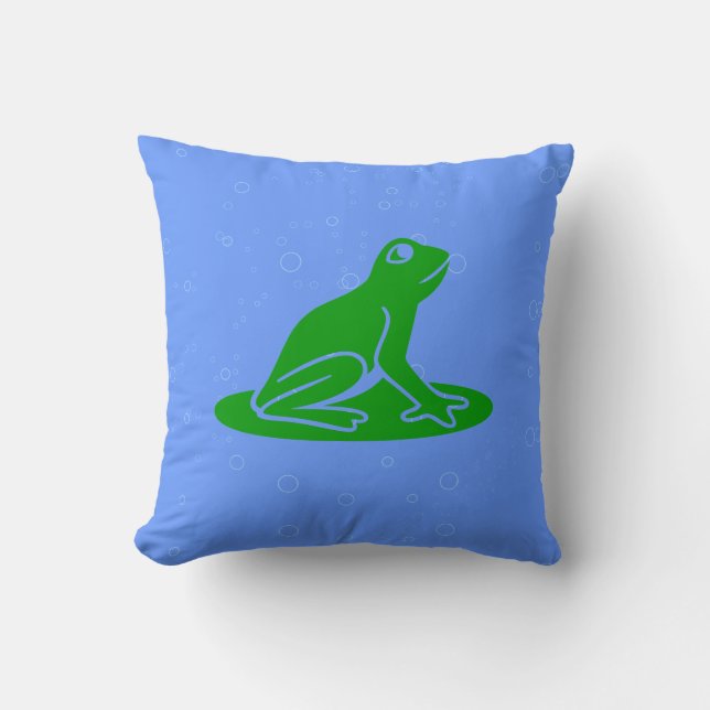 grenouilles vertes sur coussin bleu (Recto)