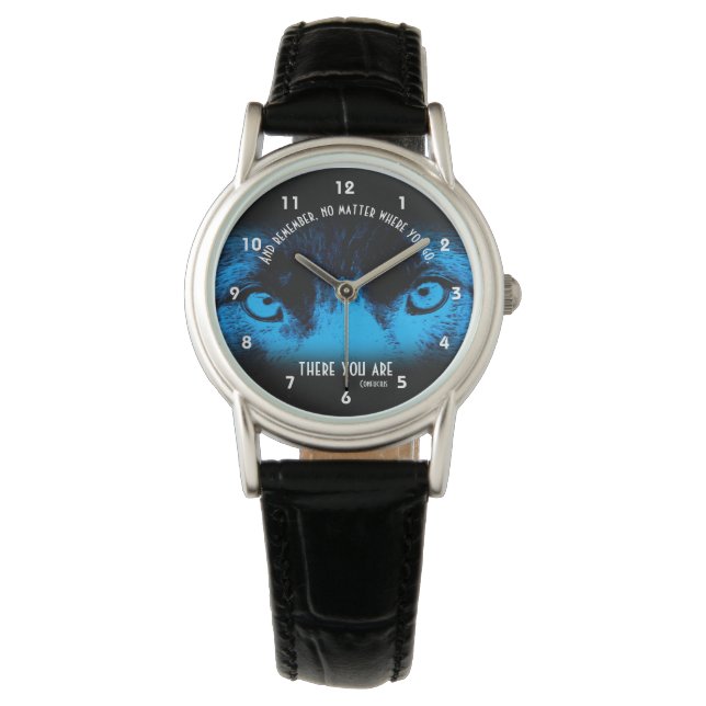 Grenz-Collie-Augen Konfuzius Inspiration Zitat Armbanduhr (Vorderseite)