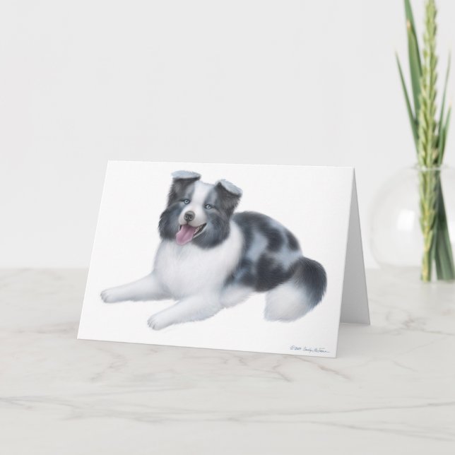 Grenz Collie Blue Merle Grußkarte Karte (Vorderseite)