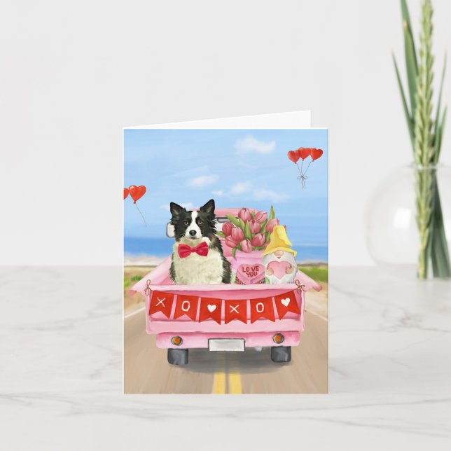 Grenz Collie Dog Valentine's Day Lkw Herz Karte (Vorderseite)