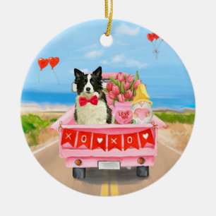 Grenz Collie Dog Valentine's Day Lkw Herz Keramik Ornament