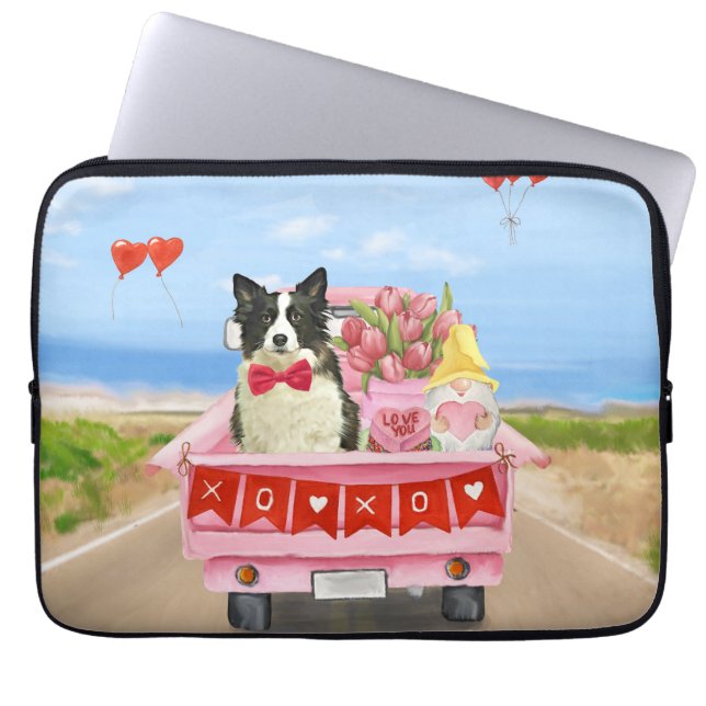 Grenz Collie Dog Valentine's Day Lkw Herz Laptopschutzhülle (Vorderseite)