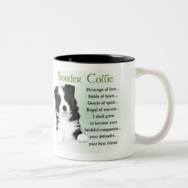 Grenz-Collie-Geschenke Zweifarbige Tasse (Rechts)