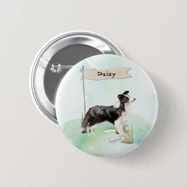 Grenz Collie Gratulation zum neuen Hund Button (Vorne & Hinten)