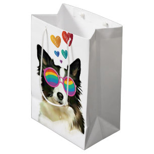 Grenz-Collie-Hund am HerzValentinstag Mittlere Geschenktüte